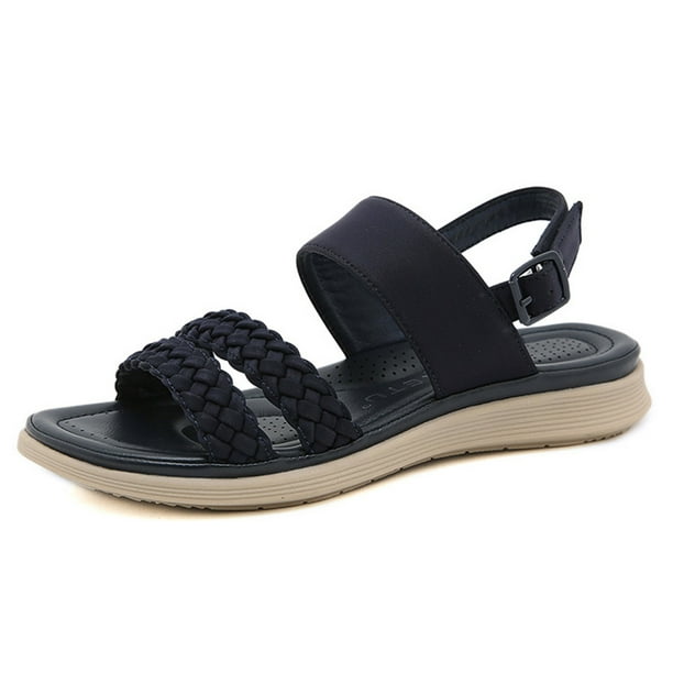 Sandalias de vestir trenzadas Zapatos para caminar con punta abierta Correa en el tobillo Soporte para el arco para mujer
