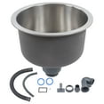 thumbnail image 1 of Mini Round Kitchen Sink Stainless Steel Bar Round Basin with Drainpipe Fitting 30cm Diameter, 1 of 9