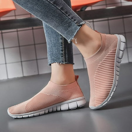 

SQUARE CARMEN Men And Women Sneakers Slip-on Mesh Breathable Lightweight Sports Running Shoes Pink 41