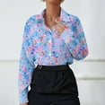thumbnail image 2 of DDAPJ pyju Women's Casual Button Down Shirts Boho Floral Blouse Long Sleeve Dressy Summer Top Limited Time Sales Multicolor XXL, 2 of 5