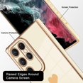 thumbnail image 3 of Compatible with Samsung Galaxy S23 Ultra 5G Case Cute Luxury Love Heart Plating Gold Bumper Upgraded Full Camera Protection Soft TPU Shockproof Anti-Scratch Phone Cover-White, 3 of 10