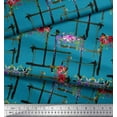 thumbnail image 3 of Soimoi Blue Viscose Chiffon Fabric Geometric & Rose Floral Printed Craft Fabric by the Yard 42 Inch Wide, 3 of 3