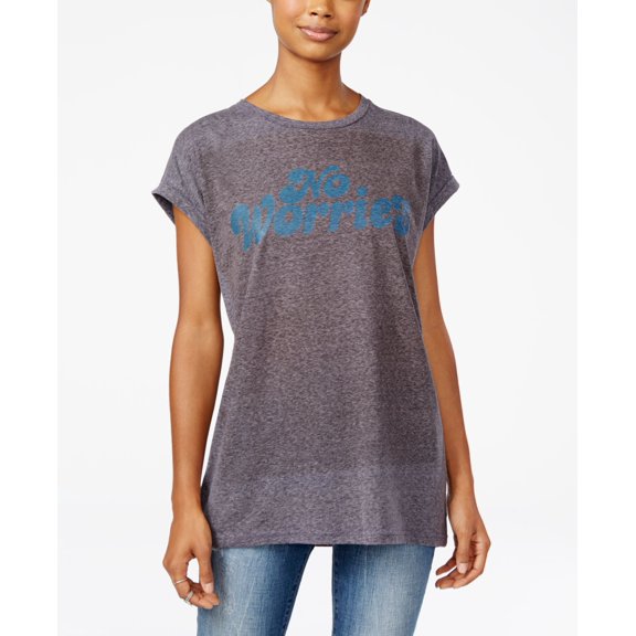 2-Kuhl Juniors' No Worries Graphic Tunic T-Shirt Charcoal Mix S