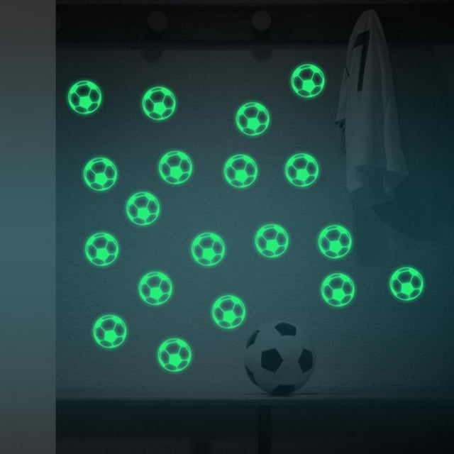 Calcomanías en habitación Etiqueta de del tejado Decoración para hogar - 12x fútbol perfecl Pegatinas que brillan en la oscuridad