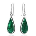thumbnail image 4 of AeraVida Classic Teardrop Shaped Green Malachite Inlaid Sterling Silver Dangle Earrings Anniversary Accessories for Women Jewelry Gift, 4 of 4