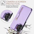 thumbnail image 3 of Designed for Samsung Galaxy A53 5G PU Leather Back Case, Vintage Kickstand Card Slots Finger Ring Zipper Drop Protective Business Phone Cover Compatible with Samsung Galaxy A53 5G - Purple, 3 of 8