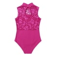thumbnail image 4 of LiiYii Kids Girls Floral Lace Open Back Ballet Dance Leotard Sleeveless Active Skating Gymnastic Outfit Rose Red XL, 4 of 7