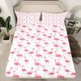 thumbnail image 2 of Feelyou Girly Pink Flamingo Queen Sheet Sets, Kawaii Cartoon Animal Flat Sheet, Teen Kid Child Adult Queen Fitted Sheet, Breathable Home Decor, 4-Piece, 2 of 7