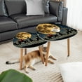 thumbnail image 2 of Set of 2 Triangle End Table Christmas Moon Black Xmas Santa Claus Set of 2 Side Tables End Tables, Nesting Tables for Living Room, 2 of 5