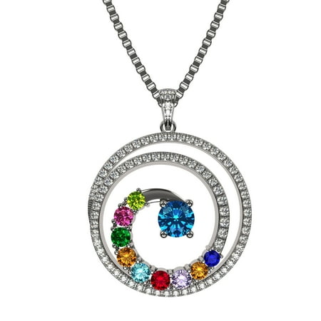 - NANA Swirl Pendant Necklace 1 to 9 Stones with a 1mm 22