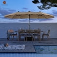 thumbnail image 3 of Mondawe 15ft Patio Umbrella Rectangular Outdoor Market Umbrella with Base and LED Lights Tan, 3 of 10