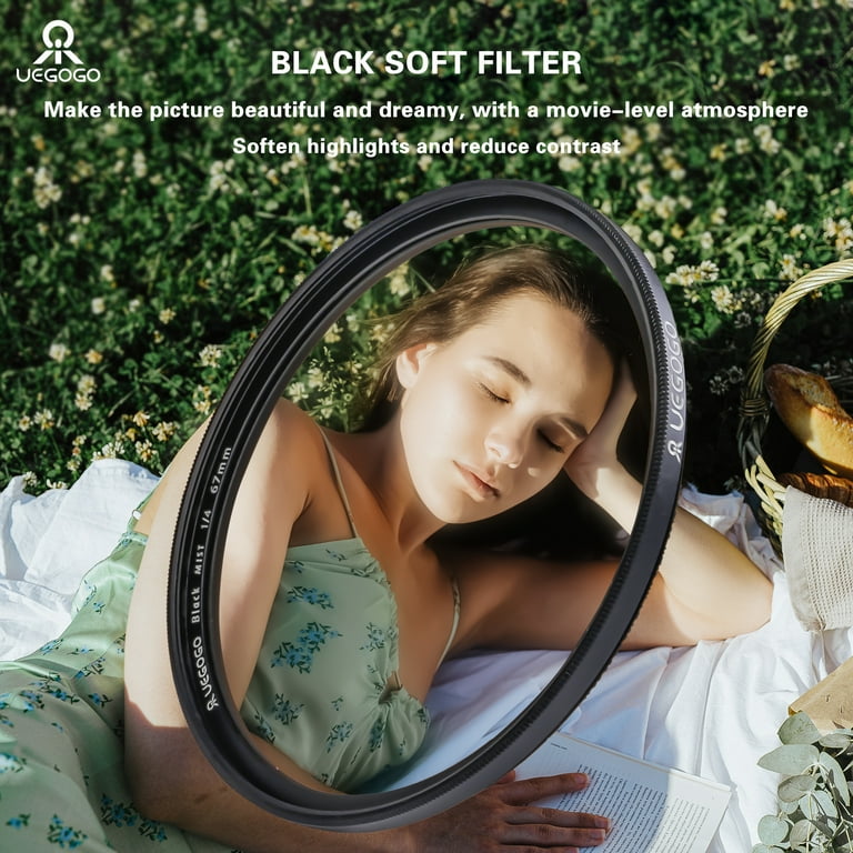 Uegogo 58MM screw Black soft 1/4 soft light mirror Soft focus