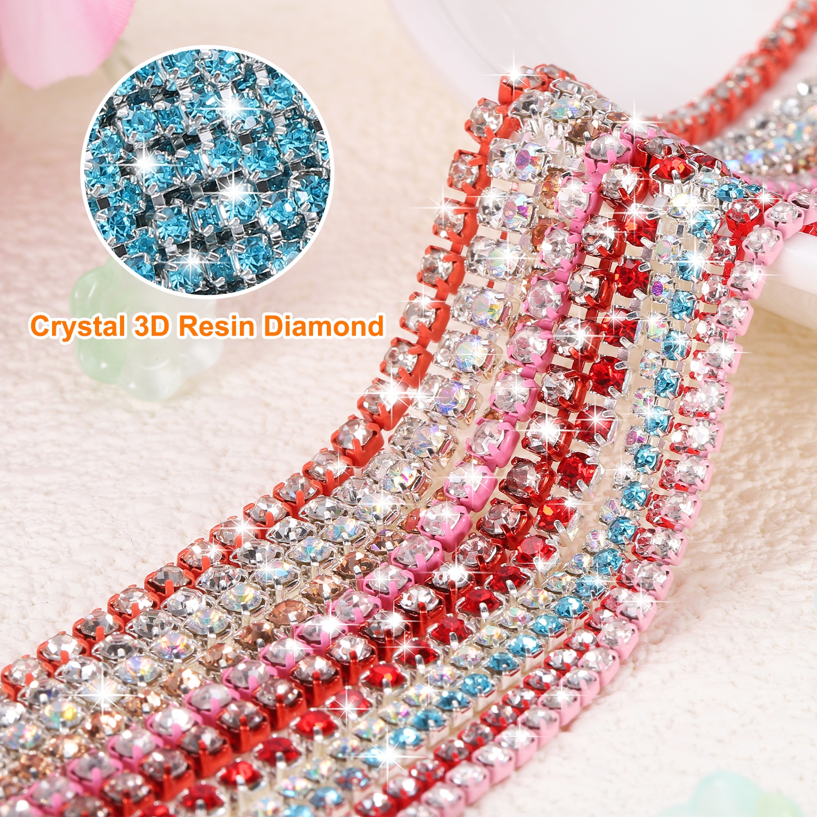 Unique Bargains Elegant Crystal Rhinestone Chain Trim for Craft Projects Lake Blue