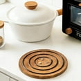thumbnail image 6 of Magnetic Wooden Trivets for Hot Pots and Pans, 8 Inch Heat Resistant Acacia Wood Trivet with Non-Slip Silicone Rings, Magnetic Pot Holder Table Protector for Kitchen & Dining, 6 of 7
