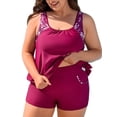 thumbnail image 3 of Charmo Plus Size Blouson Tankini Swimsuits for Womes 2 Piece Tummy Control Bathing Suits Side Tie Swimwears, 3 of 6