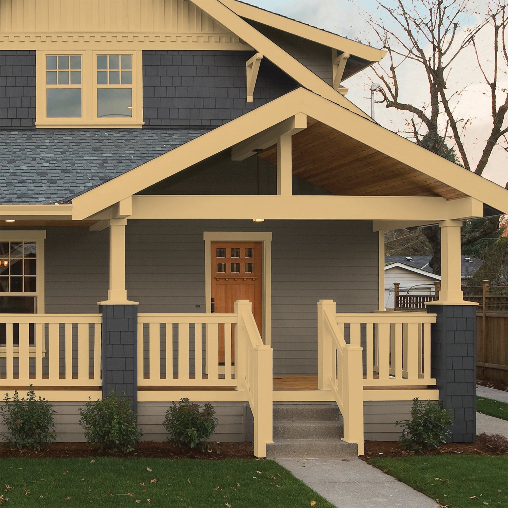 Glidden One Coat Honey Bunny / Yellow Semi-Gloss Exterior Paint with Primer, 5 Gallon