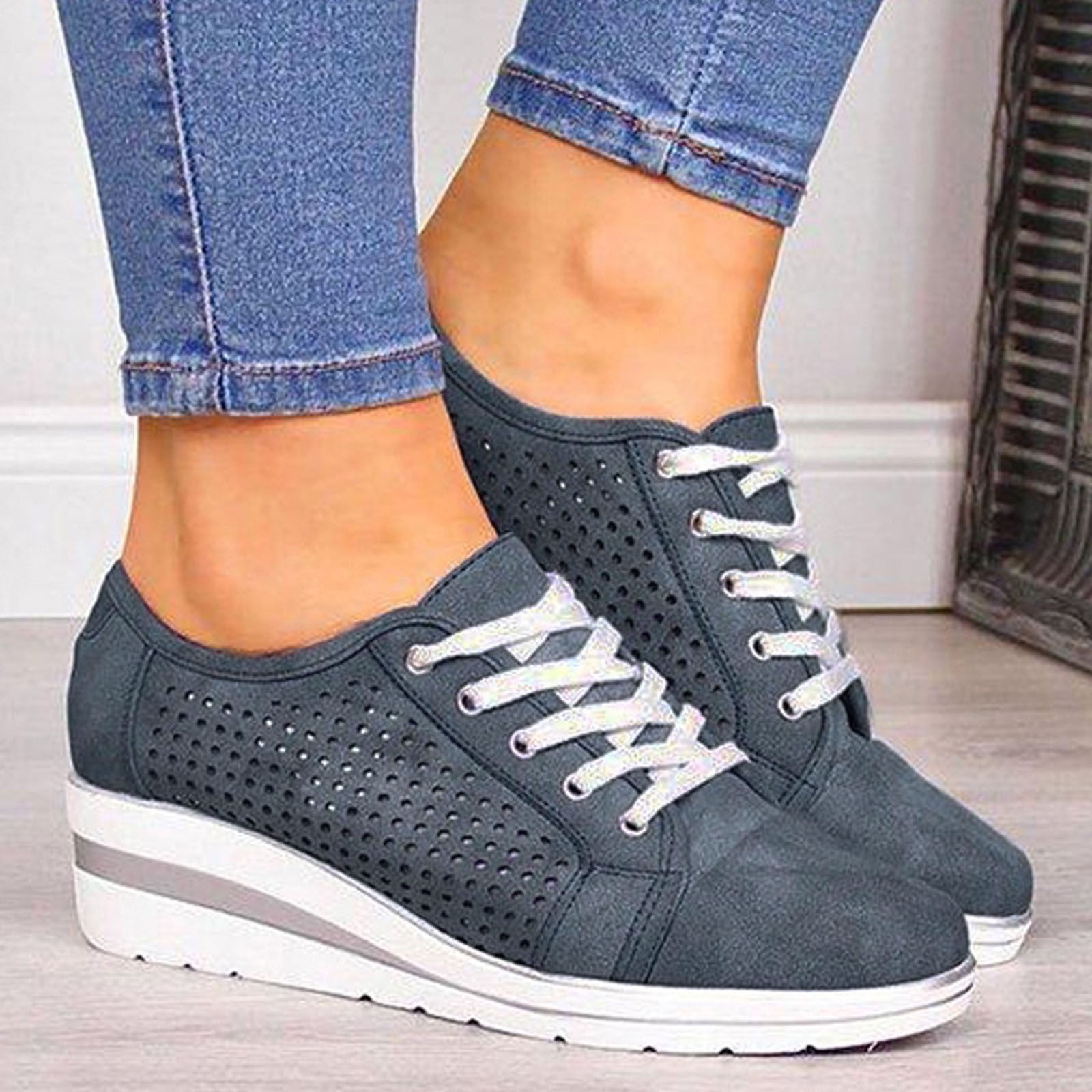Women's Shoes Sports Flat Tennis Slope Heel Thick Soft Running Casual  Fashion Office Comfort Without High Heels (Color : A, Size : 7) :  Amazon.ca: Clothing, Shoes & Accessories