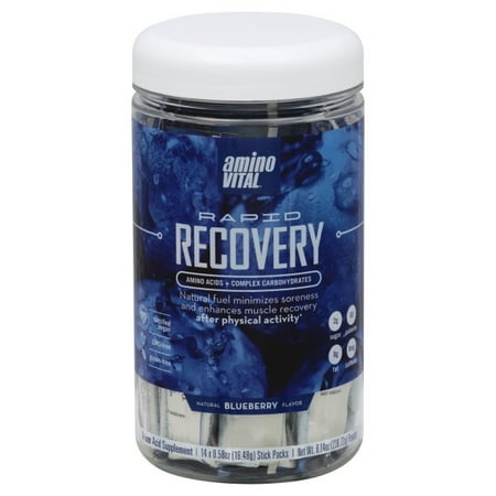 Amino Vital Rapid Recovery Twin Pack, Natural Blueberry Powdered Single-Serving Drink Mix (28 (Best Recovery Drink For Runners)