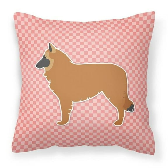 Carolines Treasures BB3661PW1818 Belgian Shepherd Checkerboard Pink Fabric Decorative Pillow