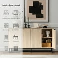 thumbnail image 6 of EYYTHUNG Modern Accent Fluted Sideboard Buffet Cabinet, Boho Chic Storage Credenza with Adjustable Shelves, Bar Cabinet, Light Oak, 6 of 7