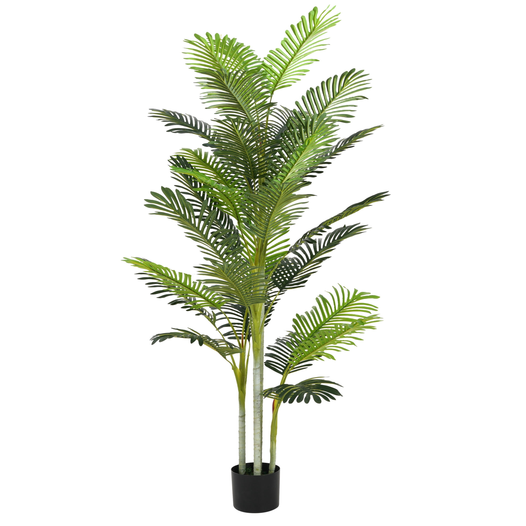 Christopher Knight Home 78.5" Artificial Palm Tree in Black Plastic Pot, Pre-Potted Faux Greenery Tree for Home Decor (Set of 2)