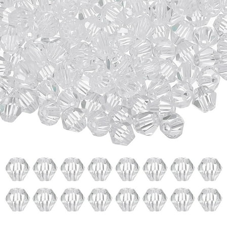 Uxcell 3mm Bicone Crystal Beads, 600 Pcs Glass Faceted Bicone Beads for Jewelry Making, Transparent