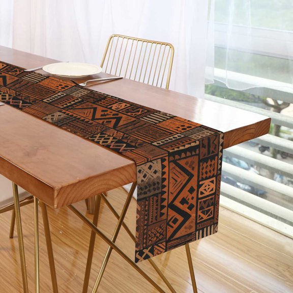 Yayeee Table Runner 70 inches Long for Home Kitchen Rectangle Dining Table Holiday Party Decoration, Abstract Tribal Pattern