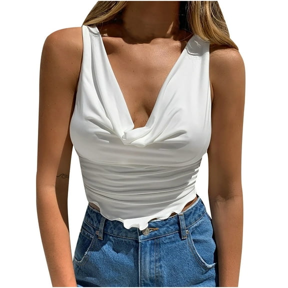 Ichuanyi Womens Tops Summer Women Ladies Summer V-neck Solid Sexy Casual Sleeveless Blouse Tops Shirt