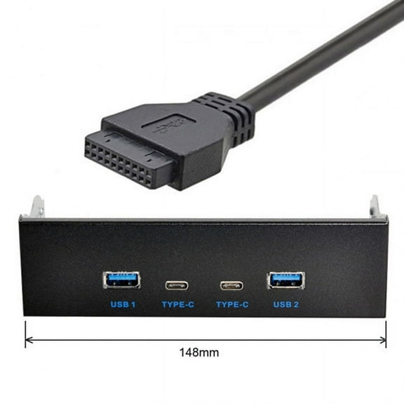 Chenyang CY USB-C USB 3.0 HUB 4 Ports Front Panel to Motherboard 20Pin Connector Cable for 5.25" CD-ROM Bay Convertor
