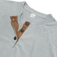 thumbnail image 4 of Men's Shirts Long Sleeve Crewneck Corduroy Henley Shirts Loose Fit Grey Tee Shirts with Button Mens Hiking Shirt, 4 of 4