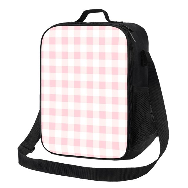 Fotbe Boîte à Lunch à Carreaux Rose Sac à Lunch pour Hommes Femmes Grande Capacité Boîte à Lunch Réutilisable Sacs à Lunch Isolés Sac à Lunch Glacière