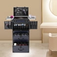 thumbnail image 3 of Rolling Makeup Train Case Cosmetic Trolley Makeup Luggage with Durable Metal Wheels Blue, 3 of 10