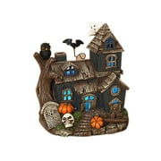 8.3" Lighted Resin Haunted House