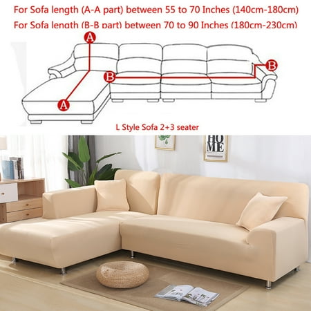 All Cover Sectional Sofa L Shape 2pcs Slipcover Elastic Washable Couch 2seater 55 To 74inch 3 Seater 74 90 Inch