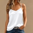 thumbnail image 2 of MAFYTYTPR Women's Lace Trim Satin Camisole V-Neck with Adjustable Spaghetti Straps Solid Color Spring Summer Casual Tops for Everyday Wear M-XXL, 2 of 6