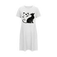 thumbnail image 4 of Sakmal Womens Nightgown Short White Soft Loungewear Cat Print Short Sleeve Nightgowns for Women, 4 of 6