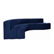 Glam NAVY Velvet Channel Tufted Curl 624Navy-Sectional Meridian Contemporary