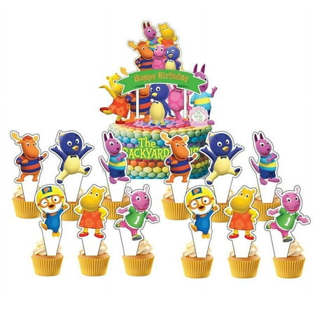 Barney and Friends Cake Topper Cupcake Set Party Supplies Decoration Birthday Decor Kit