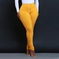 thumbnail image 7 of Women's Jeans Fashion High Waisted Petite Plus Size Stretch Solid Denim Pant Womens Pants Yellow XL, 7 of 7