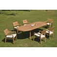 thumbnail image 4 of Grade-A Teak Dining Set: 6 Seater 7 Pc: 118" Double Extension Oval Table And 6 Vellore Stacking Arm Chairs Outdoor Patio WholesaleTeak #WMDSWVm, 4 of 5