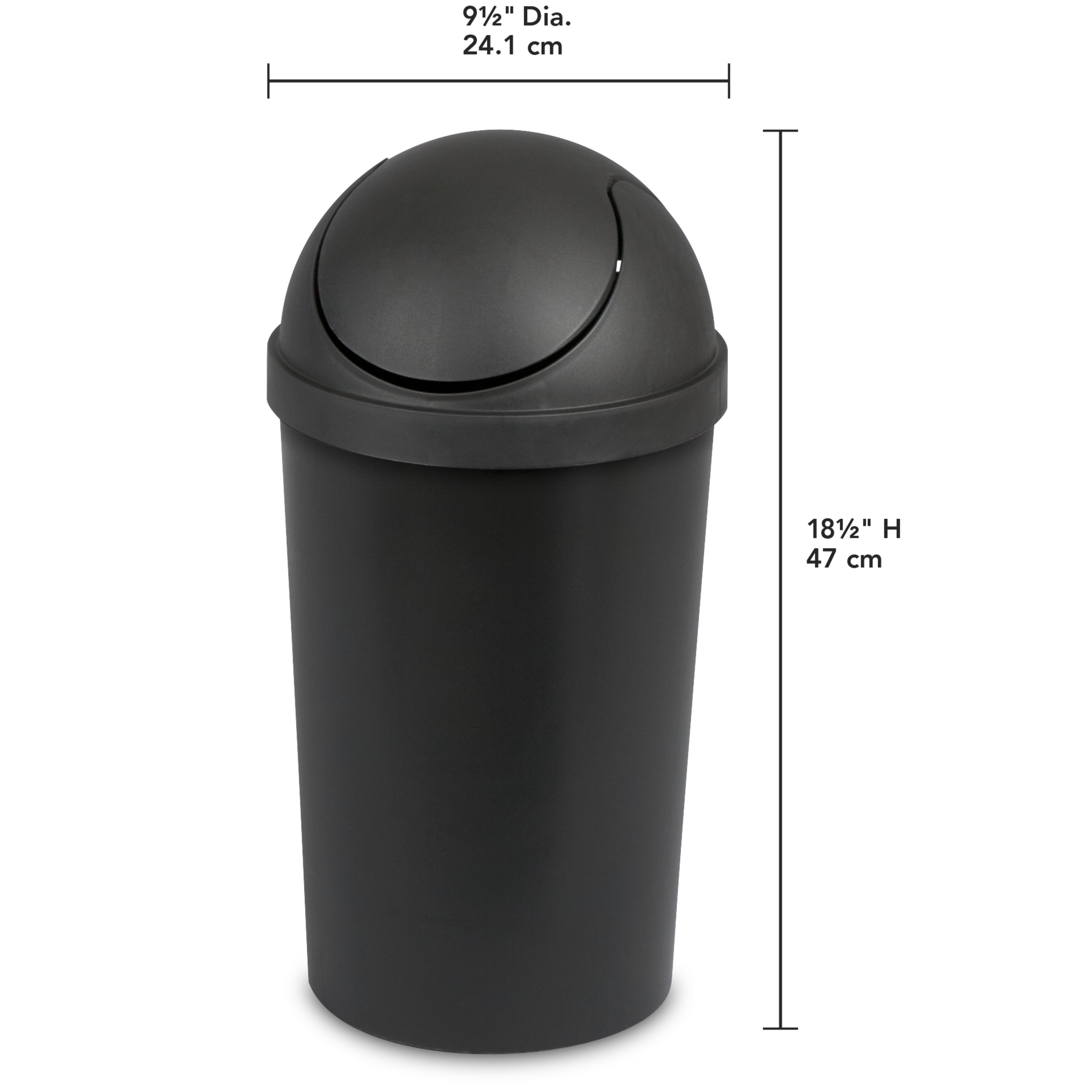 Sterilite 3 Gal. Round SwingTop Wastebasket Plastic, Black - image 2 of 9