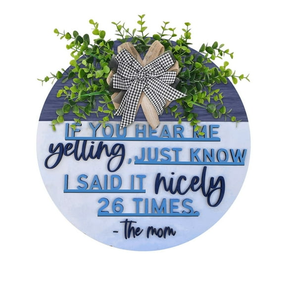 asddcavvf Funny Welcome Sign Front Door Round Outdoor Indoor Spring Wreath Farmhouse Porch Garland Wood Decorations Sign Housewarming For Summer Fall Home Wall Wall Decorations for Living Room en