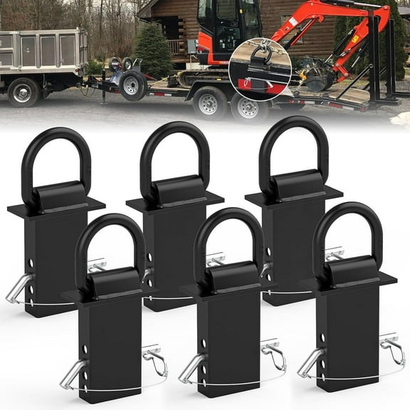 NestE Stake Pocket Tie Down D Rings 6 Pack,Heavy Duty 5/8” Stake Pocket Tie Down D Rings for for Flatbed Cargo Trucks and Trailers,Adjustable Utility Trailer Accessories with Anti-Loss Pin,18000 LBS