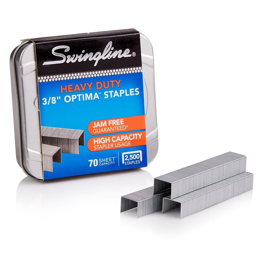 Swingline Staples, Optima, Heavy Duty, 3/8" Length, Jam Free, 125/Strip