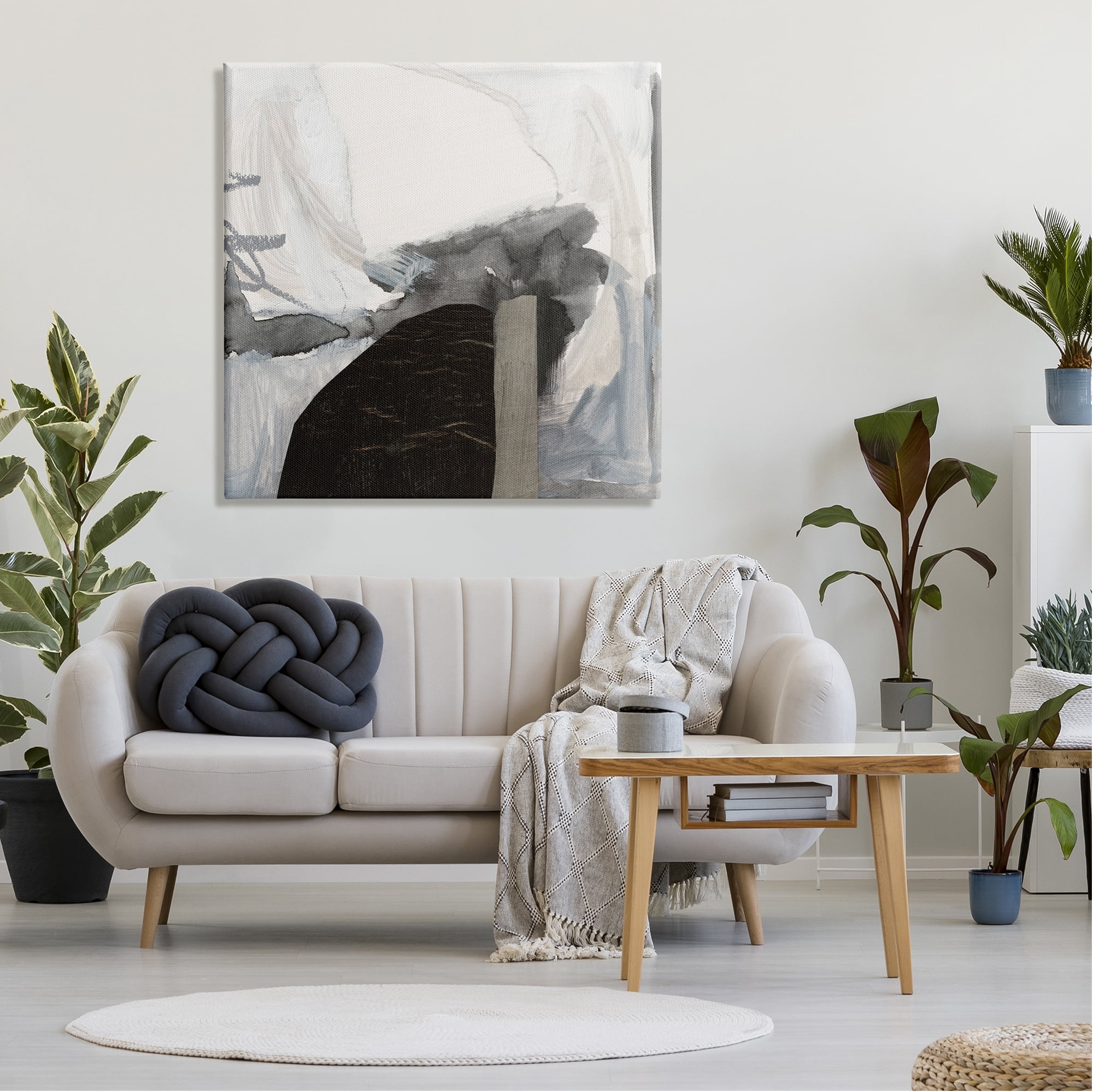 Stupell Industries Curved Black Forms Scribbled Shapes Abstract Painting Painting Gallery Wrapped Canvas Print Wall Art, Design by Victoria Barnes