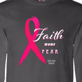 thumbnail image 4 of Inktastic Faith over Fear Breast Cancer Awareness with Pink Ribbon Long Sleeve T-Shirt, 4 of 5