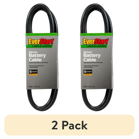 (2 pack) Everstart LG49-6-77 6-Gauge 49" Black Lawn and Garden Battery Cable