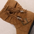 thumbnail image 5 of Mooqilaa Girls Mid Calf Boots, Faux Suede Lightly Fleece‑Lined Non Slip Outdoor Fall Winter Shoes Brown Size 12 Little Kids, 5 of 8