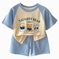 thumbnail image 1 of COMVALUE Ensemble T-Shirt à Manches Courtes d'Été en Coton et Short pour Garçon Tout-Petit (Bleu, 7-8 Ans), 1 of 6