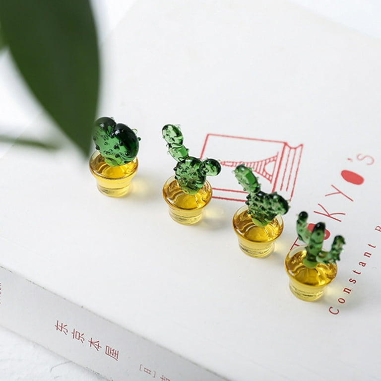 Hesroicy 5Pcs Car Ornament Cute Decorative Eco-friendly Office Glass  Prickly Pear Cactus Decoration Daily Use